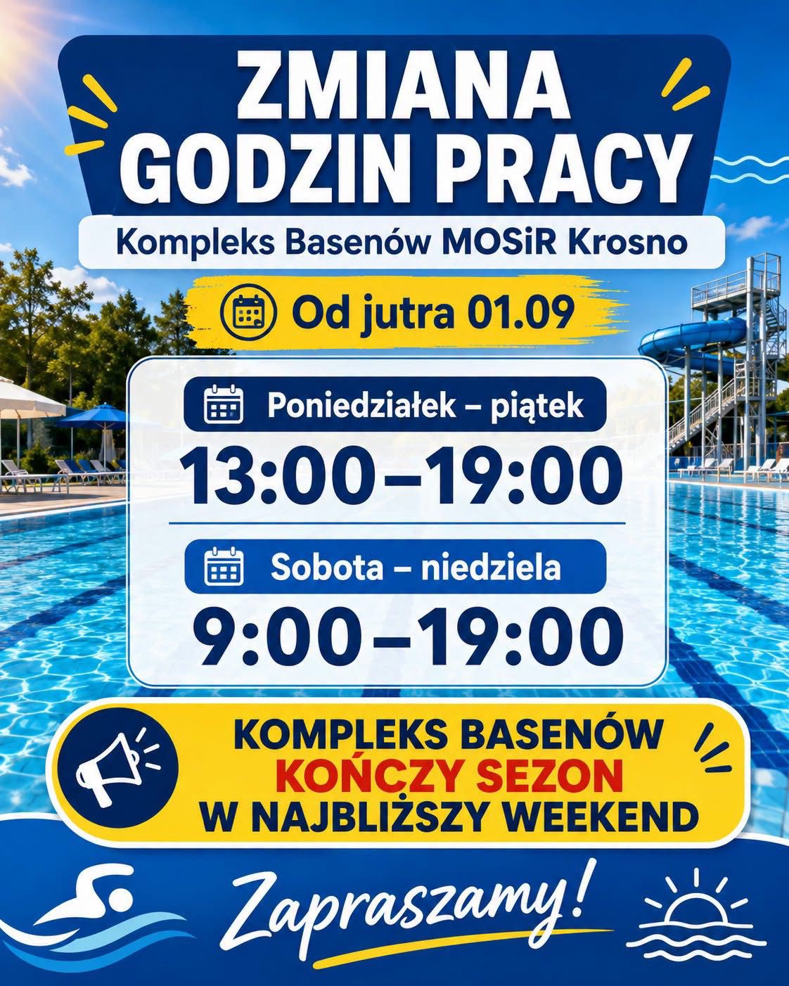 Zmiana godzin otwarcia Kompleksu Basenów